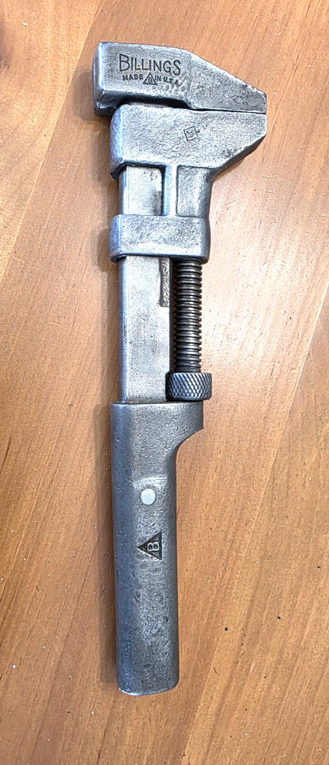 Vintage 10” BILLINGS COES Adjustable Pipe Monkey Wrench USA All Metal