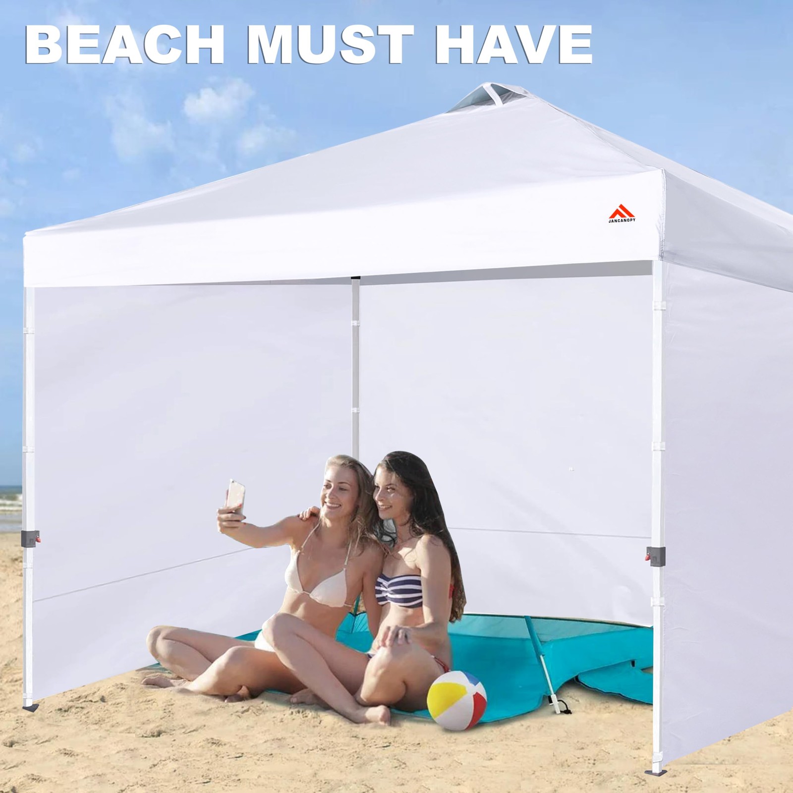 JANCANOPY Beige SideWall for 12x12 Canopy Frame PU Coated 3 Pack SunWall Zippers