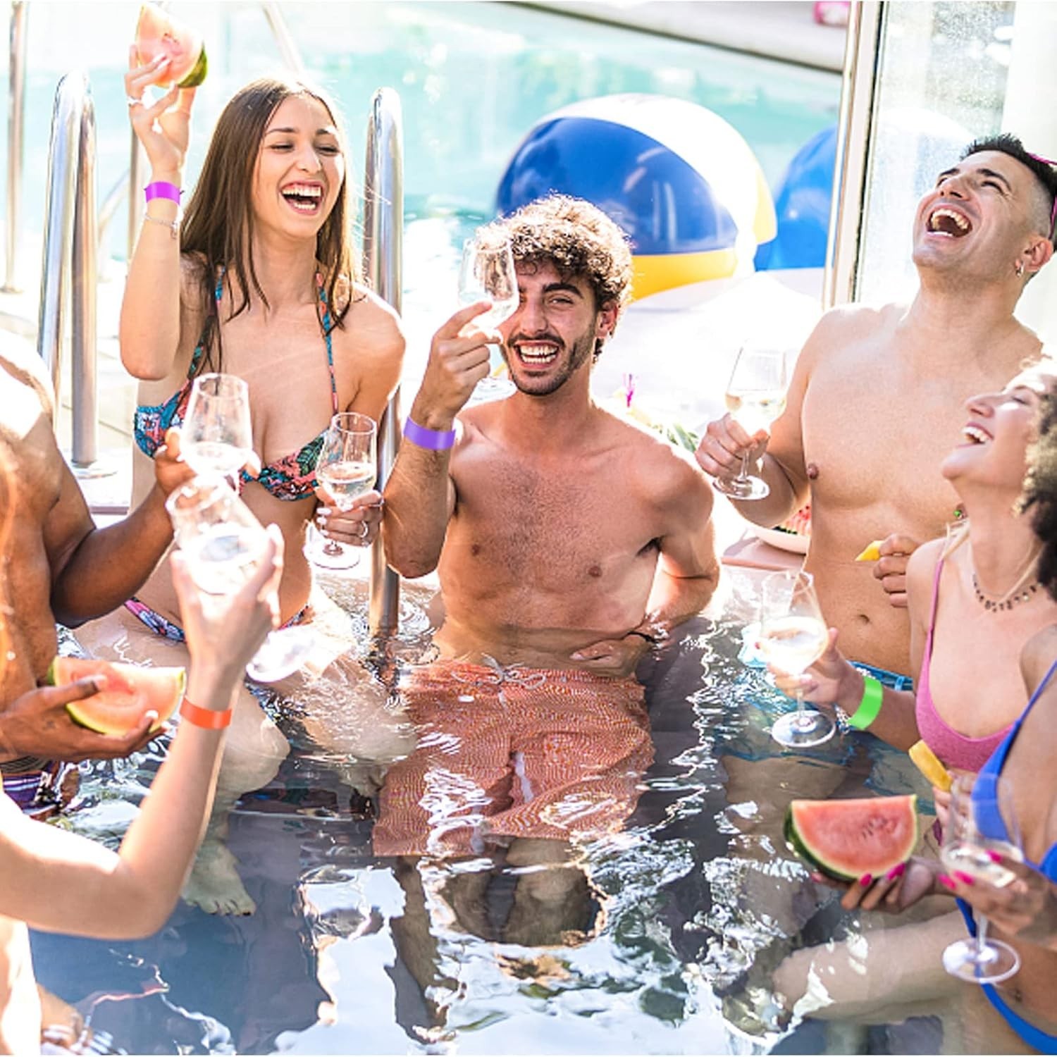 1400 Packs Paper Wristbands for Events, 7 Colors Waterproof Neon Party Wristb...