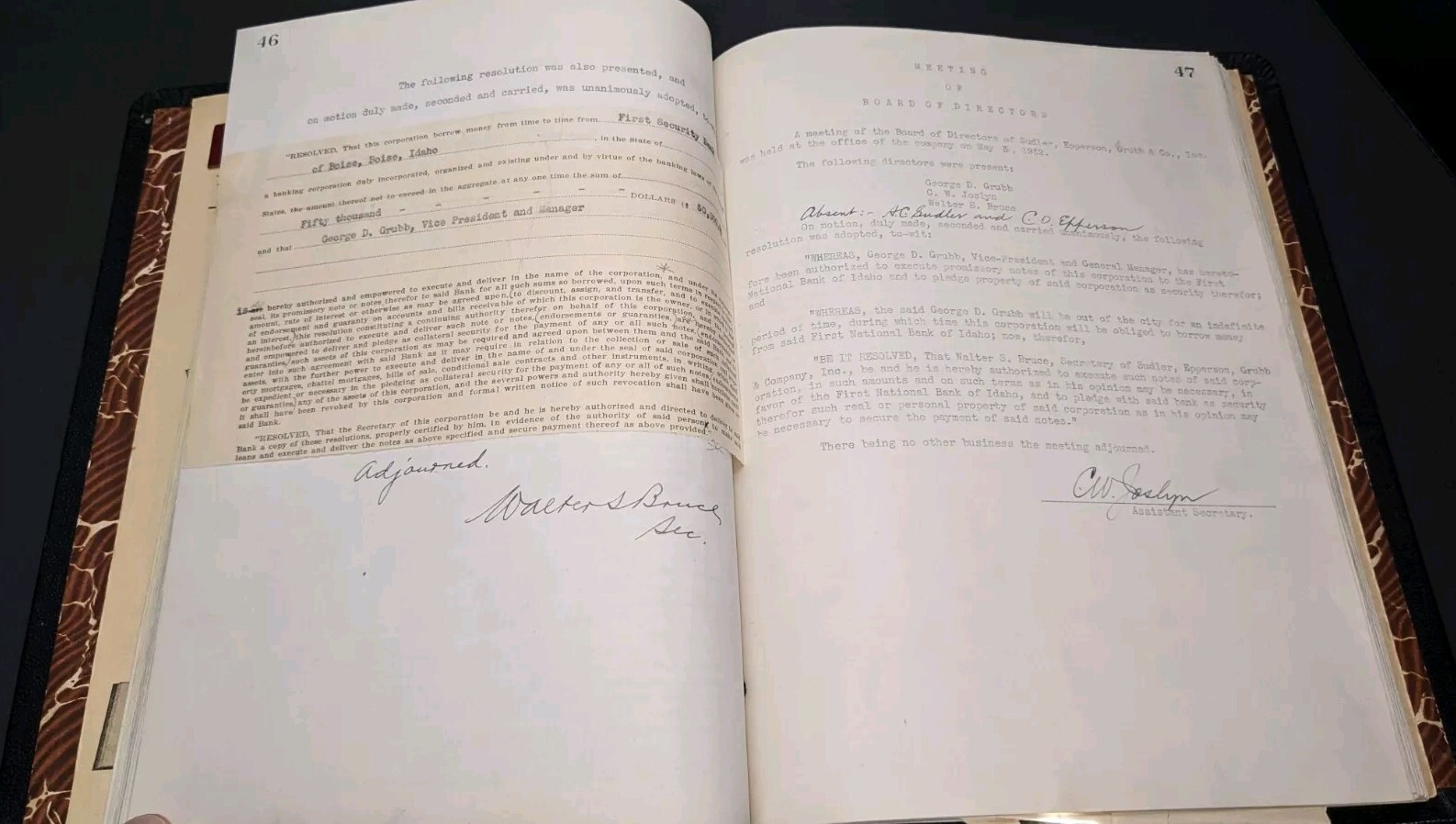 Board Of Directors Legal Minutes Sudler,Epperson,Grubb & Co. E.A. Pierce & Co