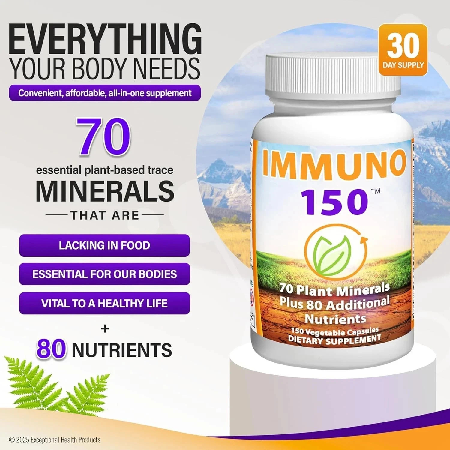 3 Pack Immuno 150, Immune Support Supplement, Packed with 70 Plant Minerals