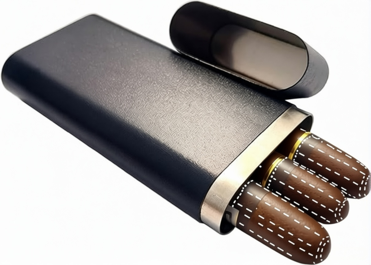 304 Stainless Steel Cigar Tube Holder-Travel Friendly, Durable Case -Matte Black