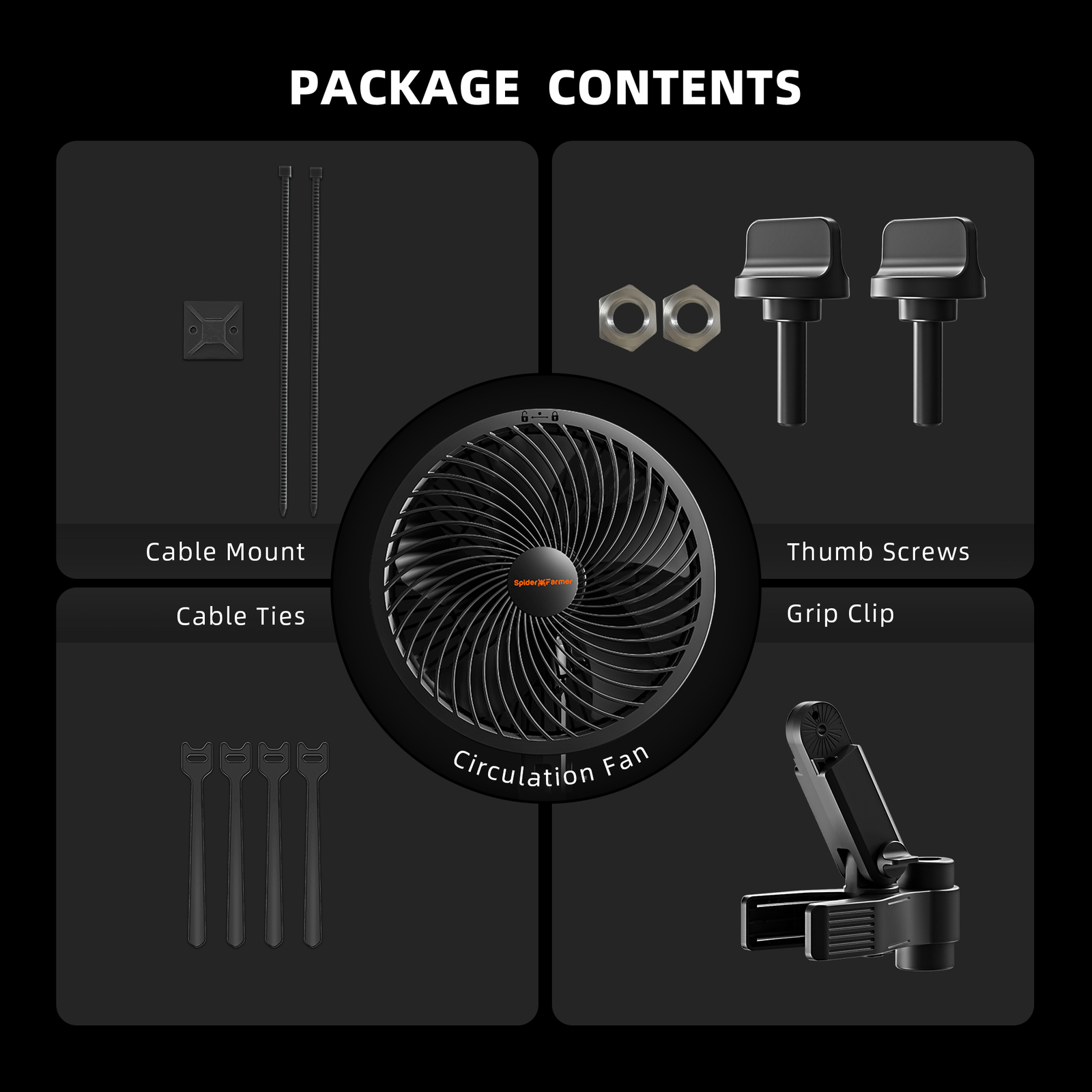 Spider Farmer 6" Grow Tent Clip Fan 2-Pack, Auto Oscillating