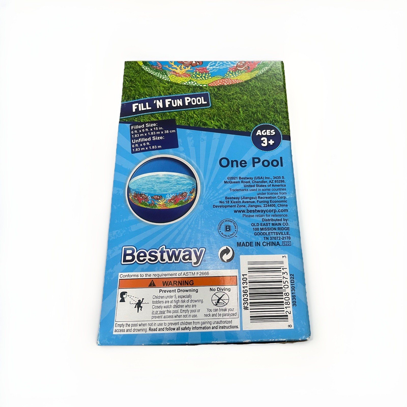 Bestway H2OGO! Kiddie Pool Fish Sea Life Fill 'N Fun 6’x6’x15” NEW