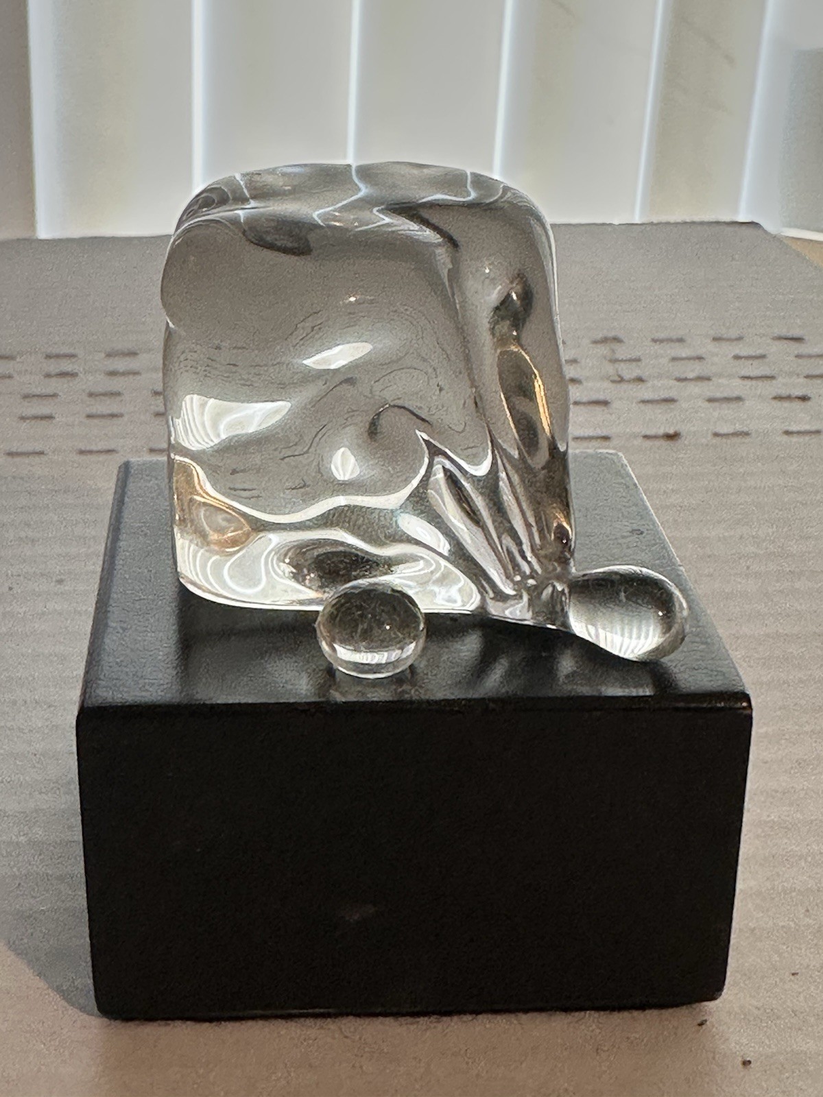Hans Godo Frabel Studios Glass ICE CUBE Sculpture Paperweight Signed 1988 RARE