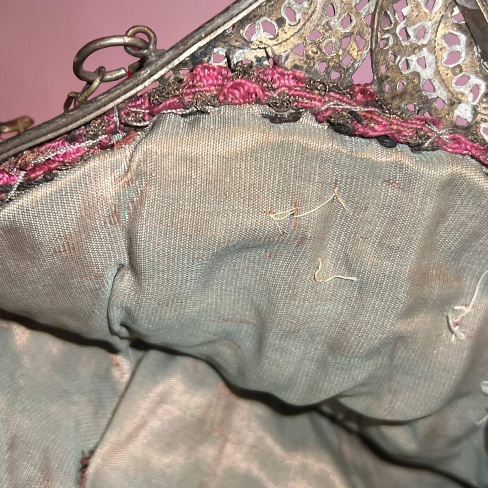 Antique 1920s Art Deco Micro Beaded Flapper Purse Floral Czech Glass Evening Bag