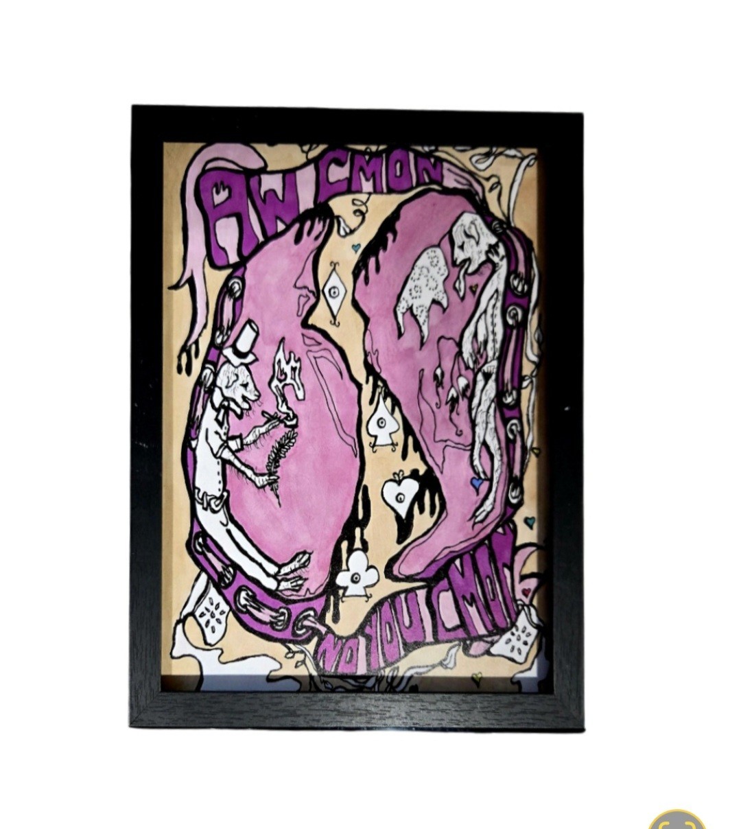 8x10 Framed Vintage Original concert Poster by artist Dirty Donny "AW CMON"