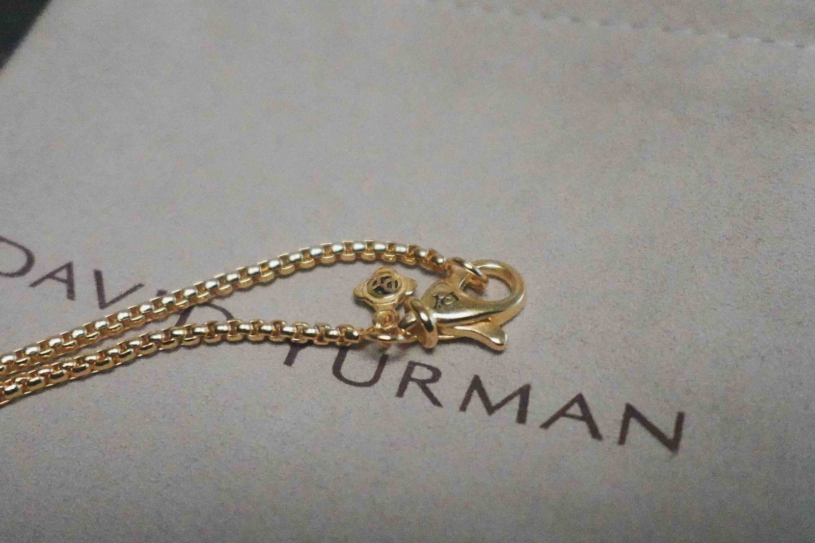 Gift/DavldYruman18K&YG Blue*Crescent Pendant Necklace 17"