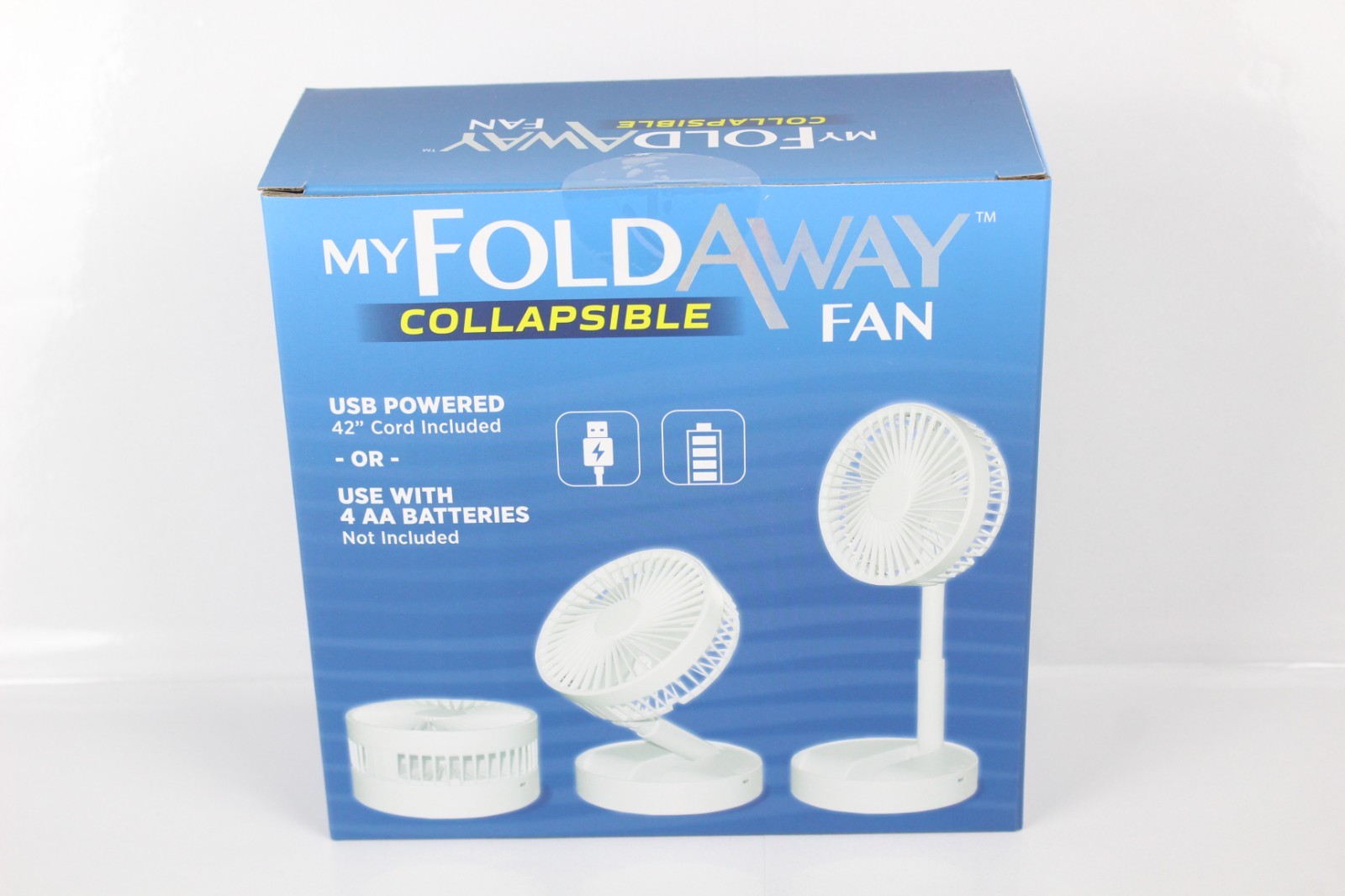 Emson My Foldaway Collapsible 5" Portable Desk Fan USB or Battery White