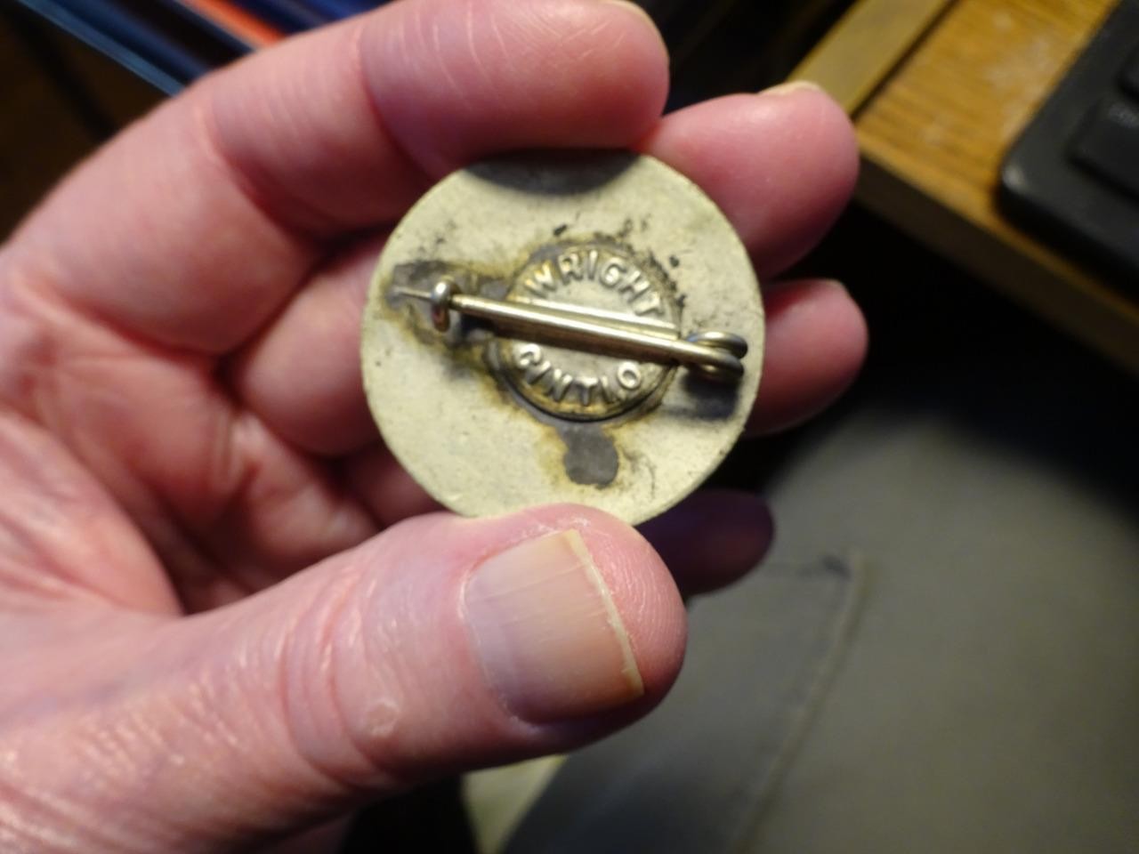 ANTIQUE 1940 "MASTER PLUMBER LICENSE PINBACK BADGE NO.1" Hamilton Ohio