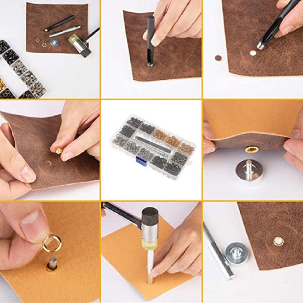 400-Piece 3/16" Grommet Kit with Hole Punch - Eyelet Set for Leather, Clothing