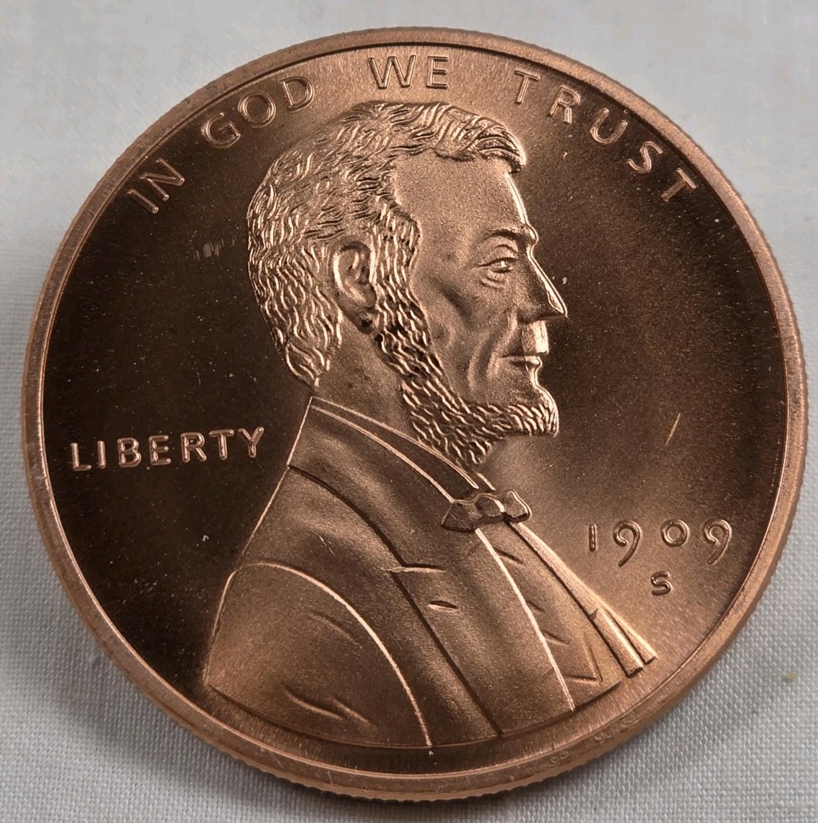 Lot Of 2 (Two) 1 Oz .999 Fine Copper Bullion 1909 Lincoln Wheat Penny Art Rounds