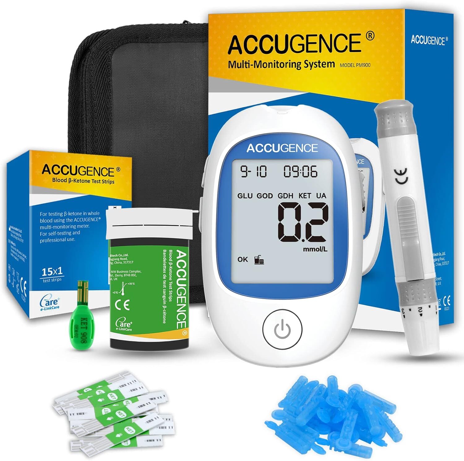 3-in-1 Blood Glucose Ketone Uric Acid Meter - Fast 5 Sec Results gji