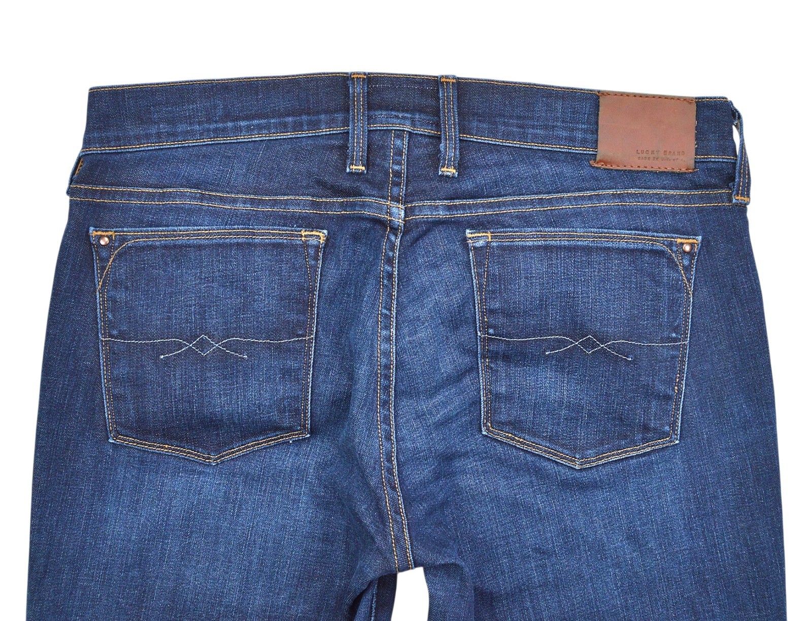 Lucky Brand Charlie Skinny Jeans Womens 6/28 Dark Blue Denim White Oak Cone USA