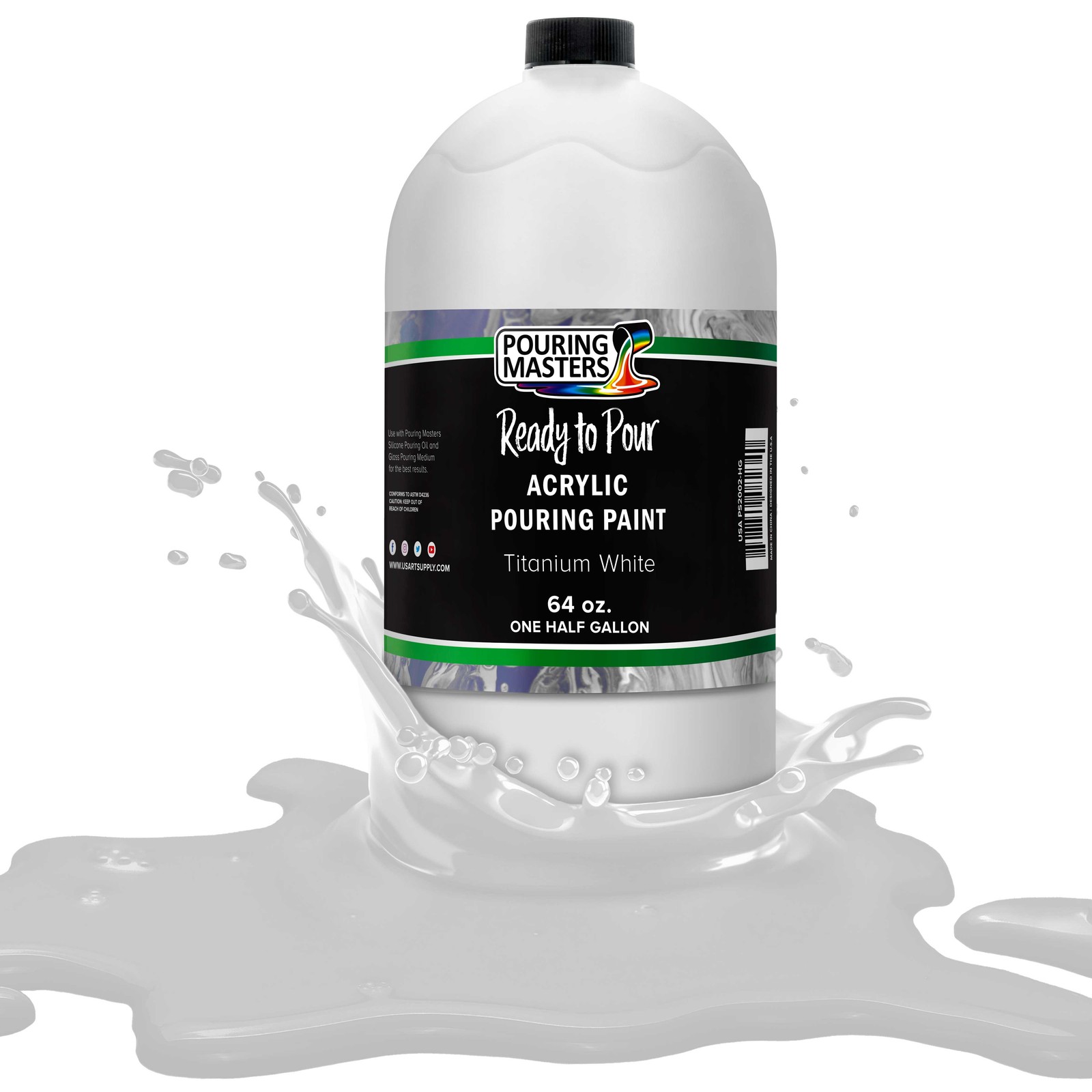 Pouring Masters Titanium White 64-Ounce Bottle Water-Based Acrylic Pouring Paint