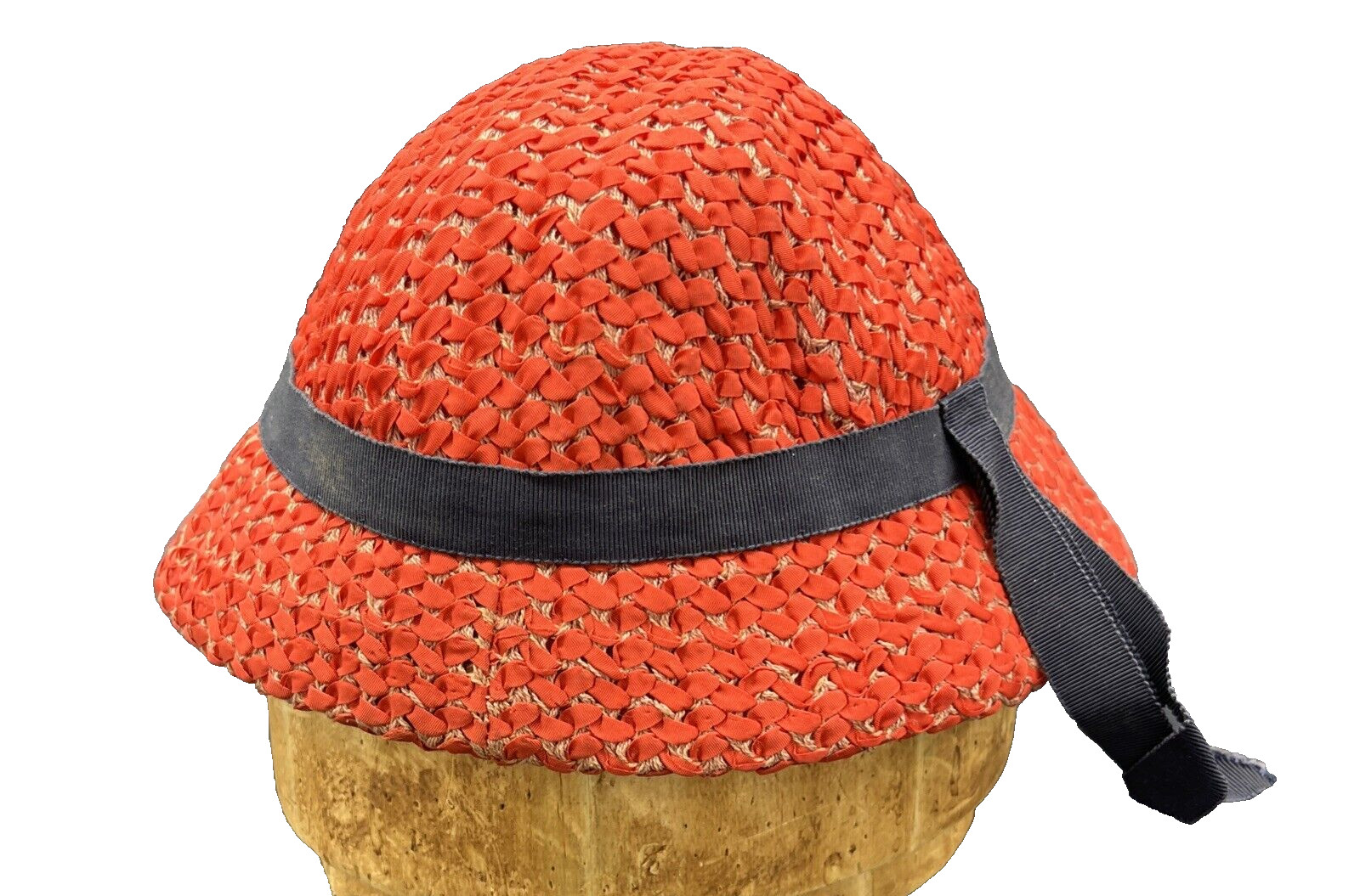 Hutzler Brothers Co. Baltimore Vintage Hat Women’s Red w/ Black Ribbon size 21.5