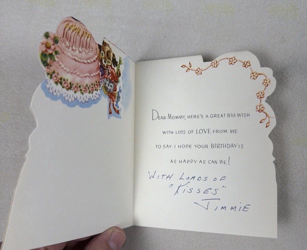 Vintage 1950s Cards Lot Used Die Cut Teddy Bear Pop Up Ephemera AGC Gibson