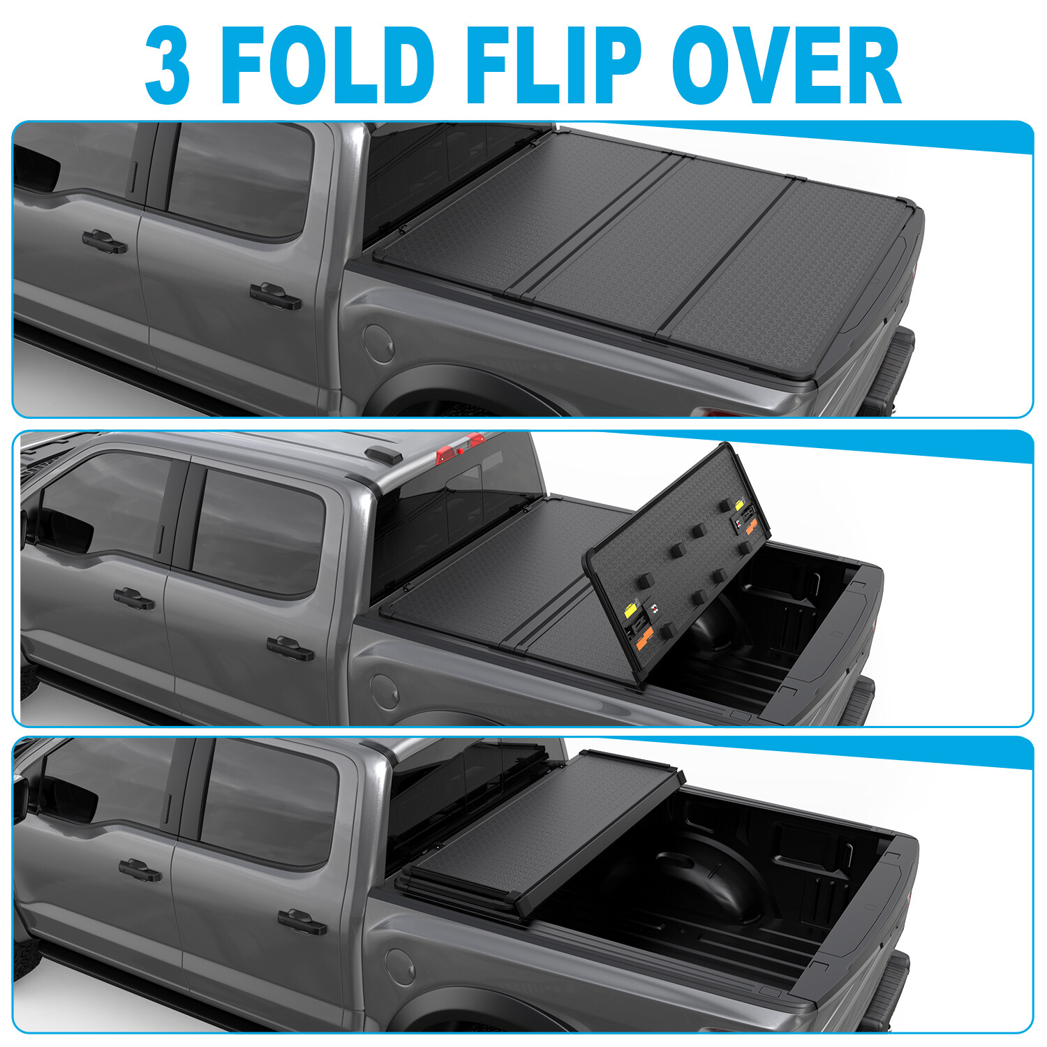 5FT Hard Tonneau Cover Truck Bed 3-FOLD For 2016-2024 Toyota Tacoma Short Bed