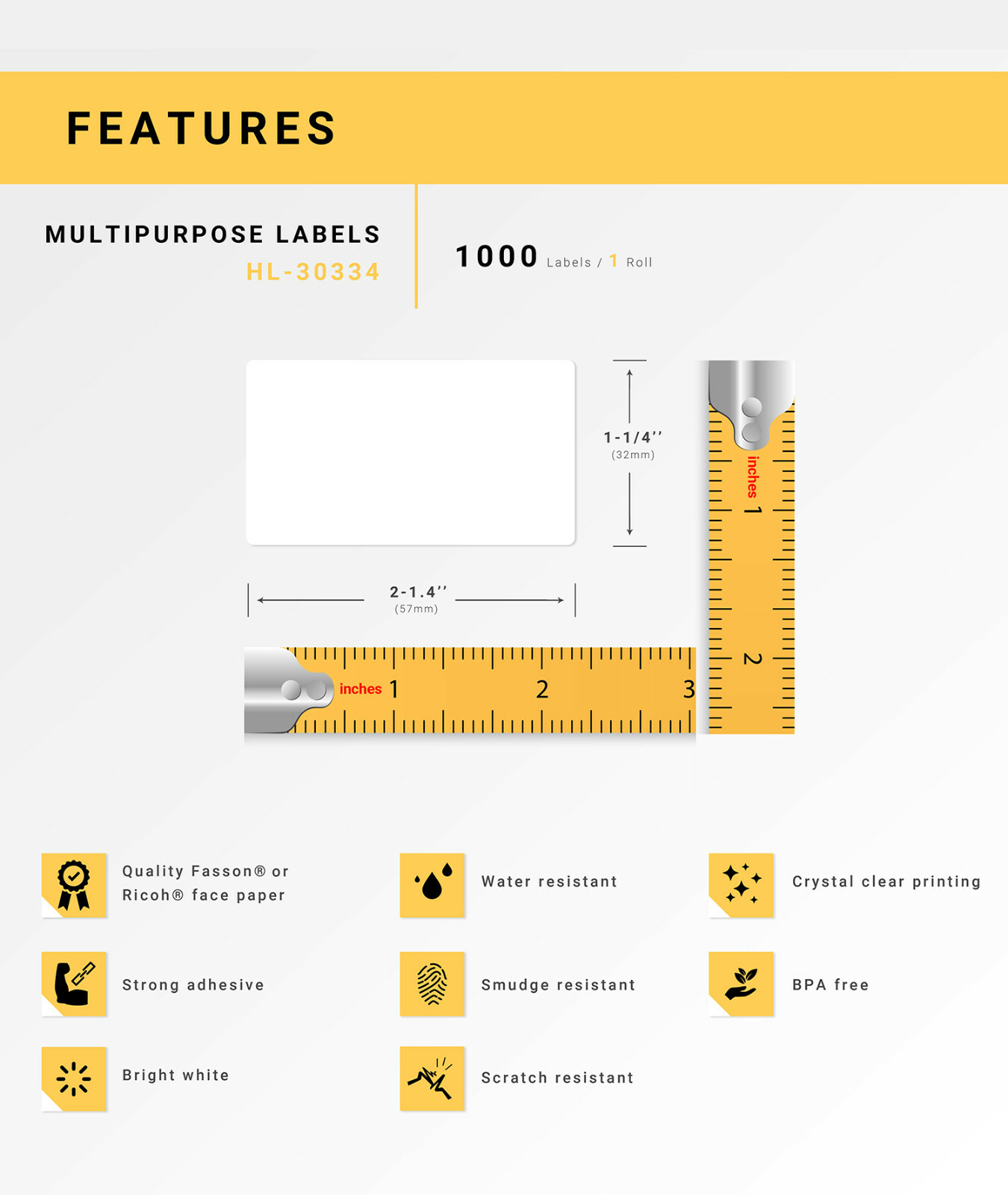 DYMO LW 30334 Medium Multipurpose Labels - (50) Rolls of 1000 - FREE & FAST SHIP
