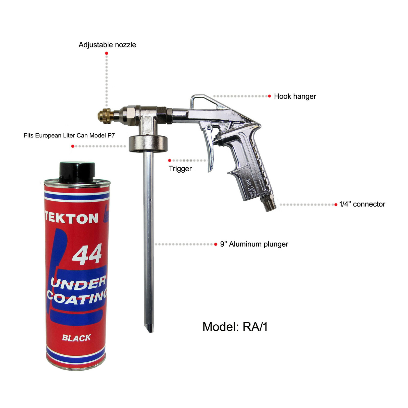 Undercoating Kit Includes Spray Gun with Adjustable Nozzle BONUS 7" Wand