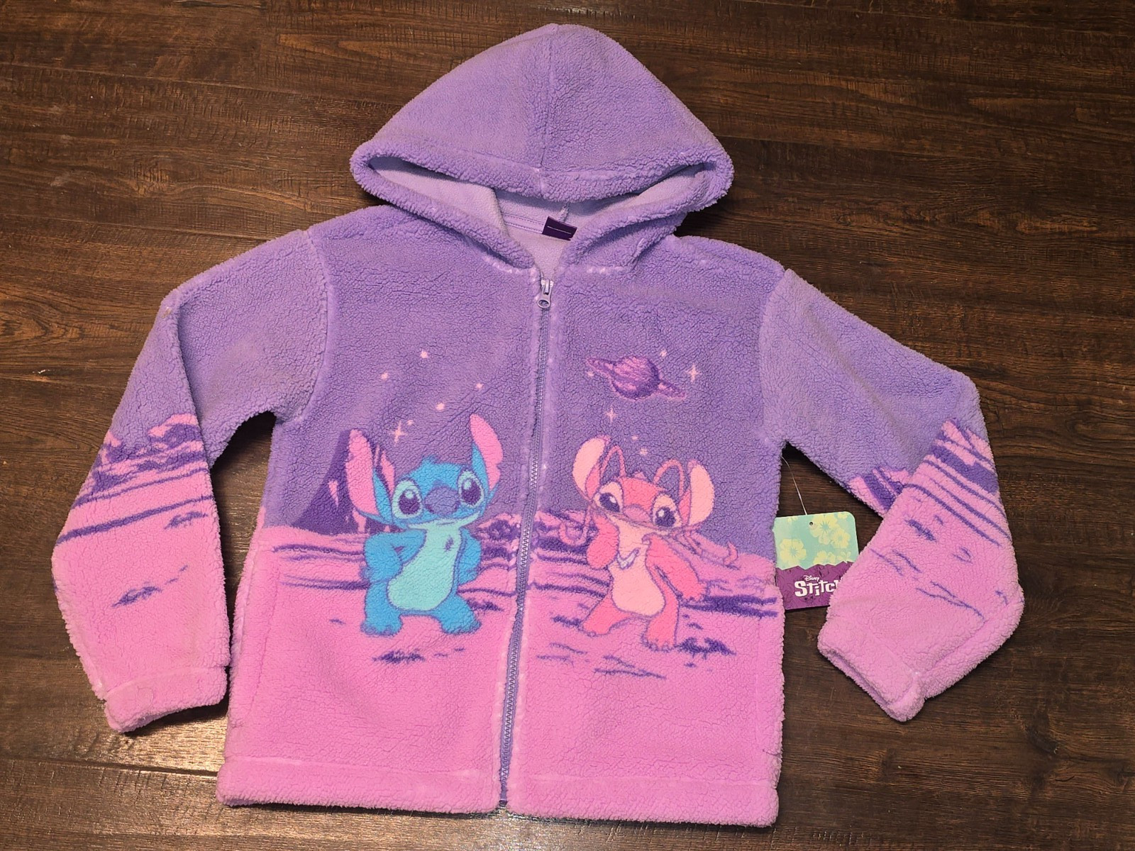 Disney Girls Sherpa Hooded Jacket Stitch & Angel Size 6 6x 10 12  New NWT