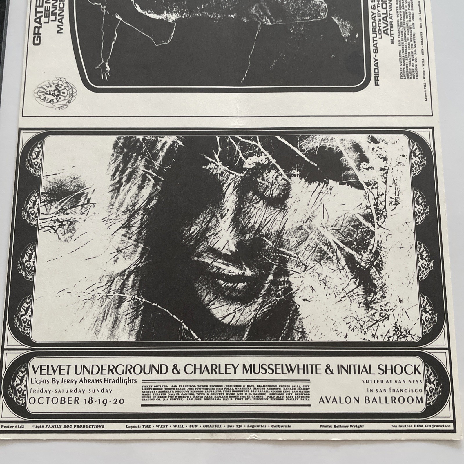 1968 Velvet Underground, Grateful Dead, FD-141 , Double Handbill