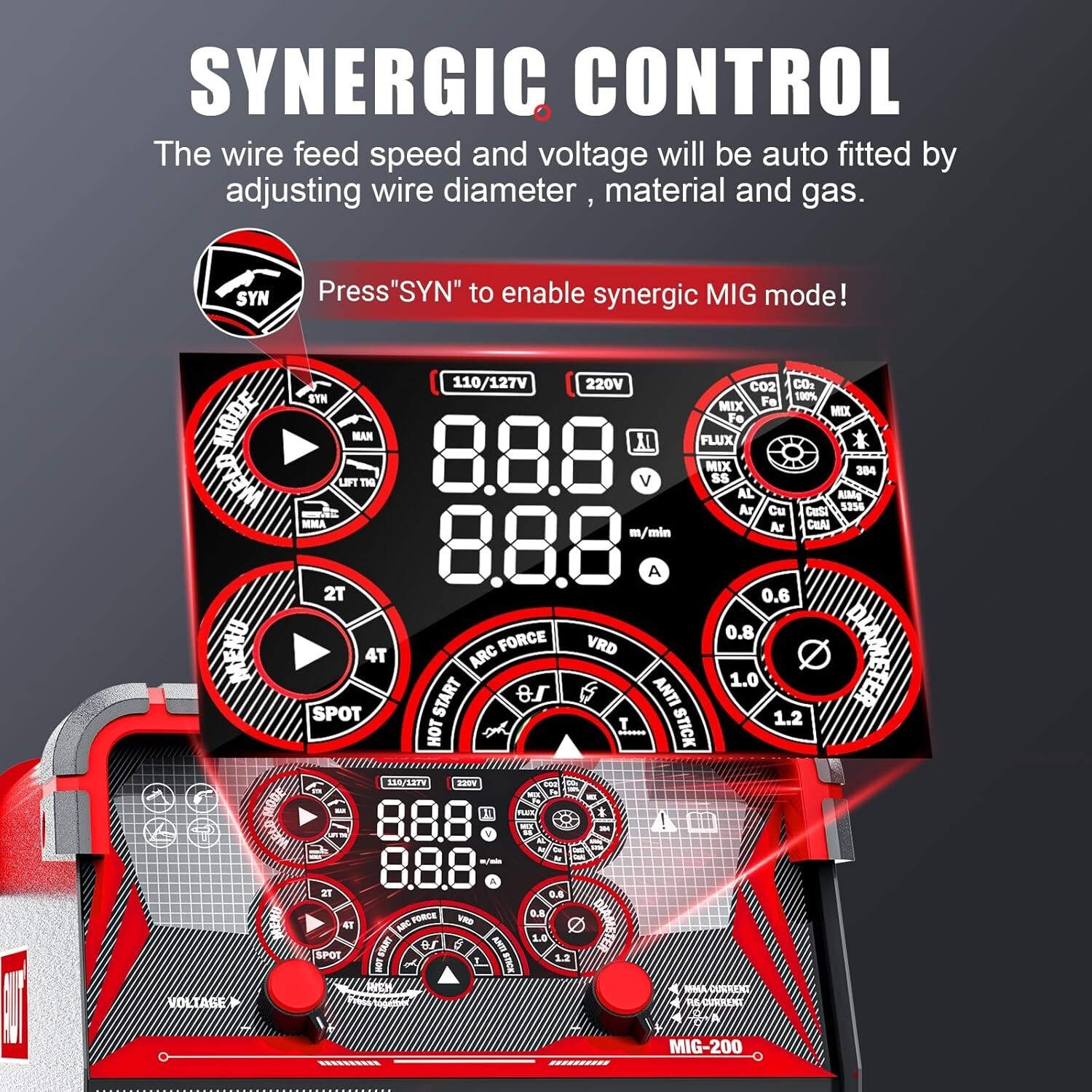 AWT MIG Welder, 200A, 110/220V 8 in 1 Aluminum Multi Process Welding Machine