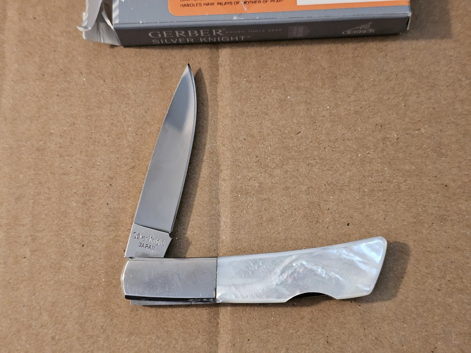 Gerber Silver Knight 8380 Pearl Lockback Blade Folding Knife Japan Early 2000s