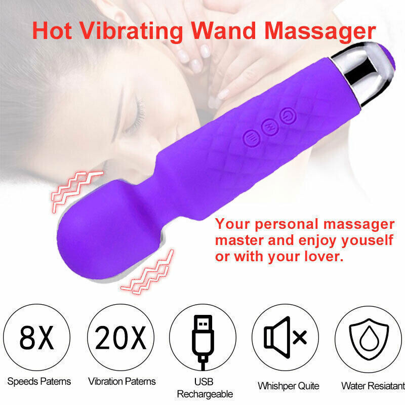 Handheld Massager 20 Speed Wand Vibrating Massage Magic Full Body Therapy Motor