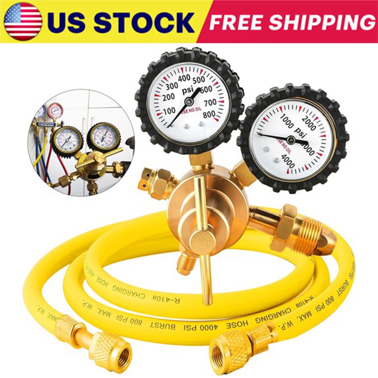 Nitrogen Tank Regulator for Hvac Purge w/ 0-800 PSI Delivery Pressure Equipments