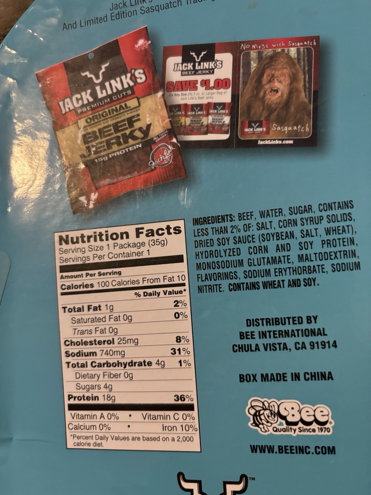 JACK LINK'S BEEF JERKY Bigfoot SASQUATCH TRADING CARD Easter Mens Gift Yeti Fur