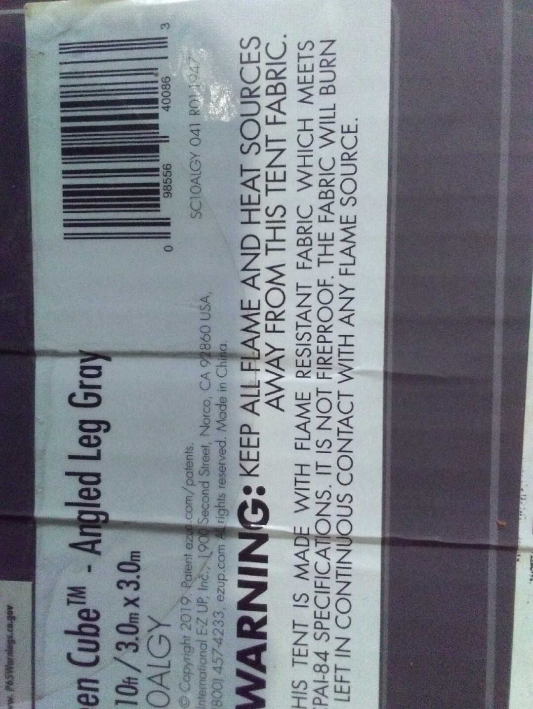 E-Z Up Cube Mesh Canopy Screen Room Fits 10Ft X 10Ft Angled Leg Canopy Gray