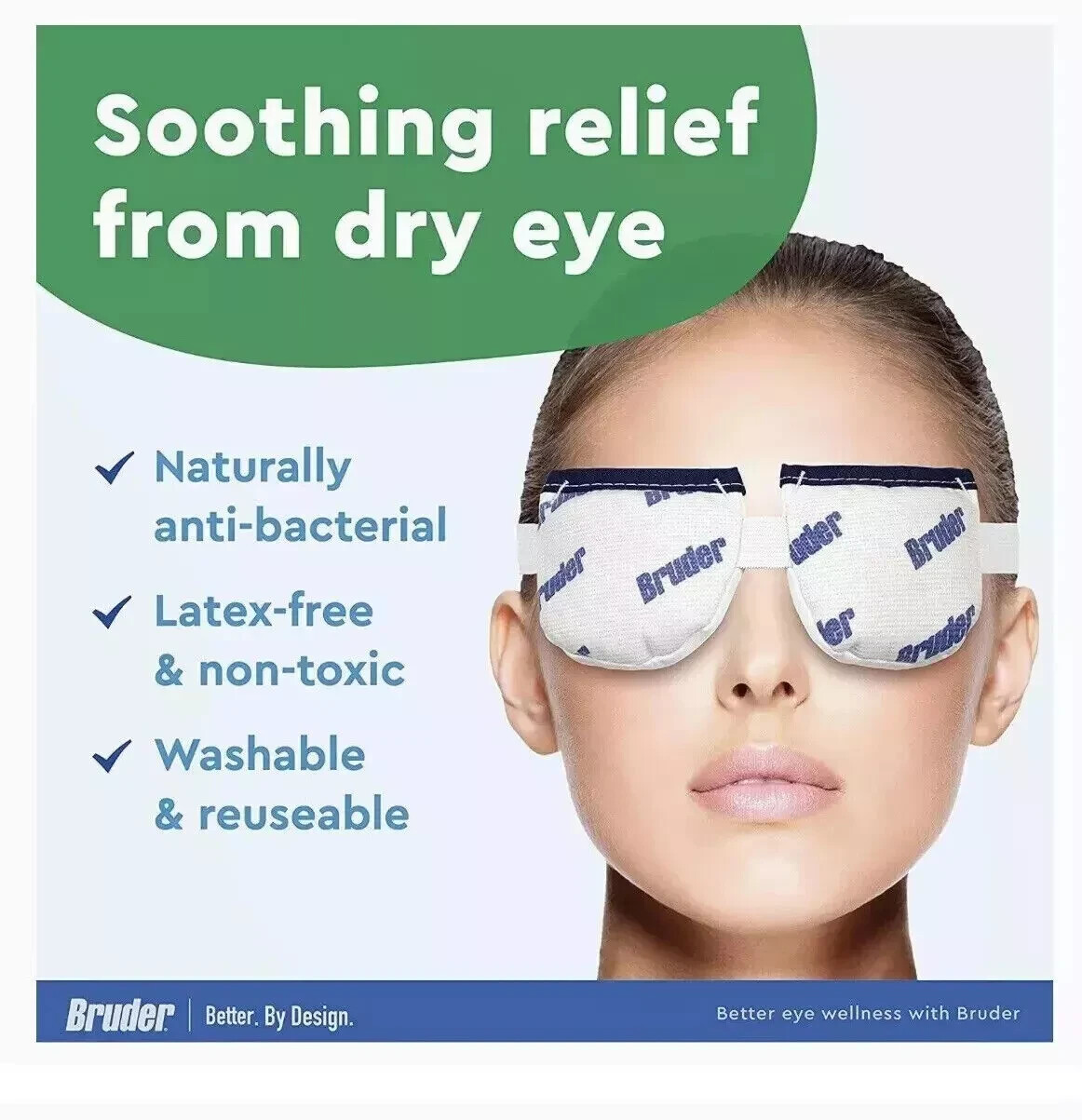 1 Pack Bruder Moist Heat Eye Compress - Professional Model Microwave Activated