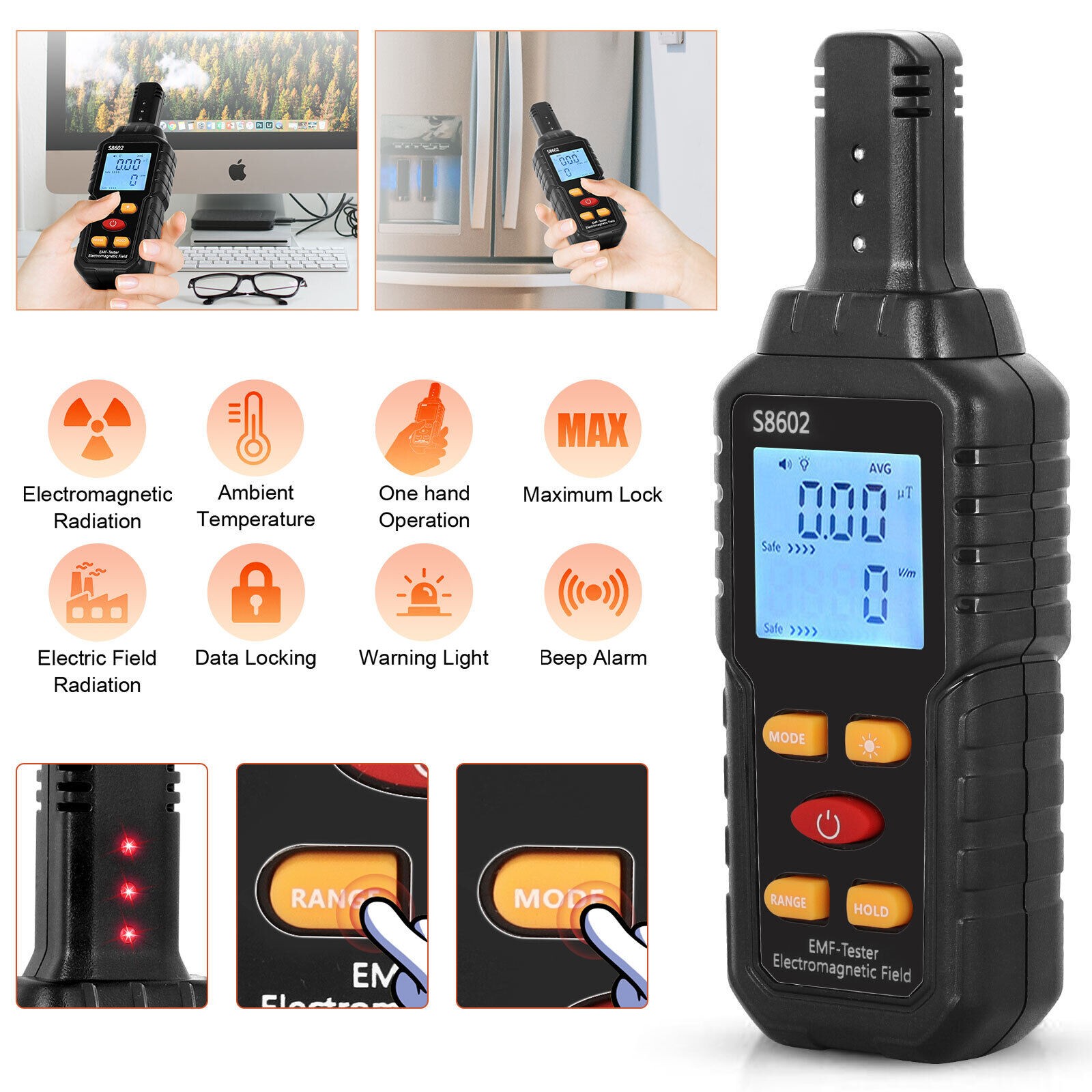 Radiation Detector 3 In 1 Dosimeter Geiger Counter Electromagnetic Tester Tool