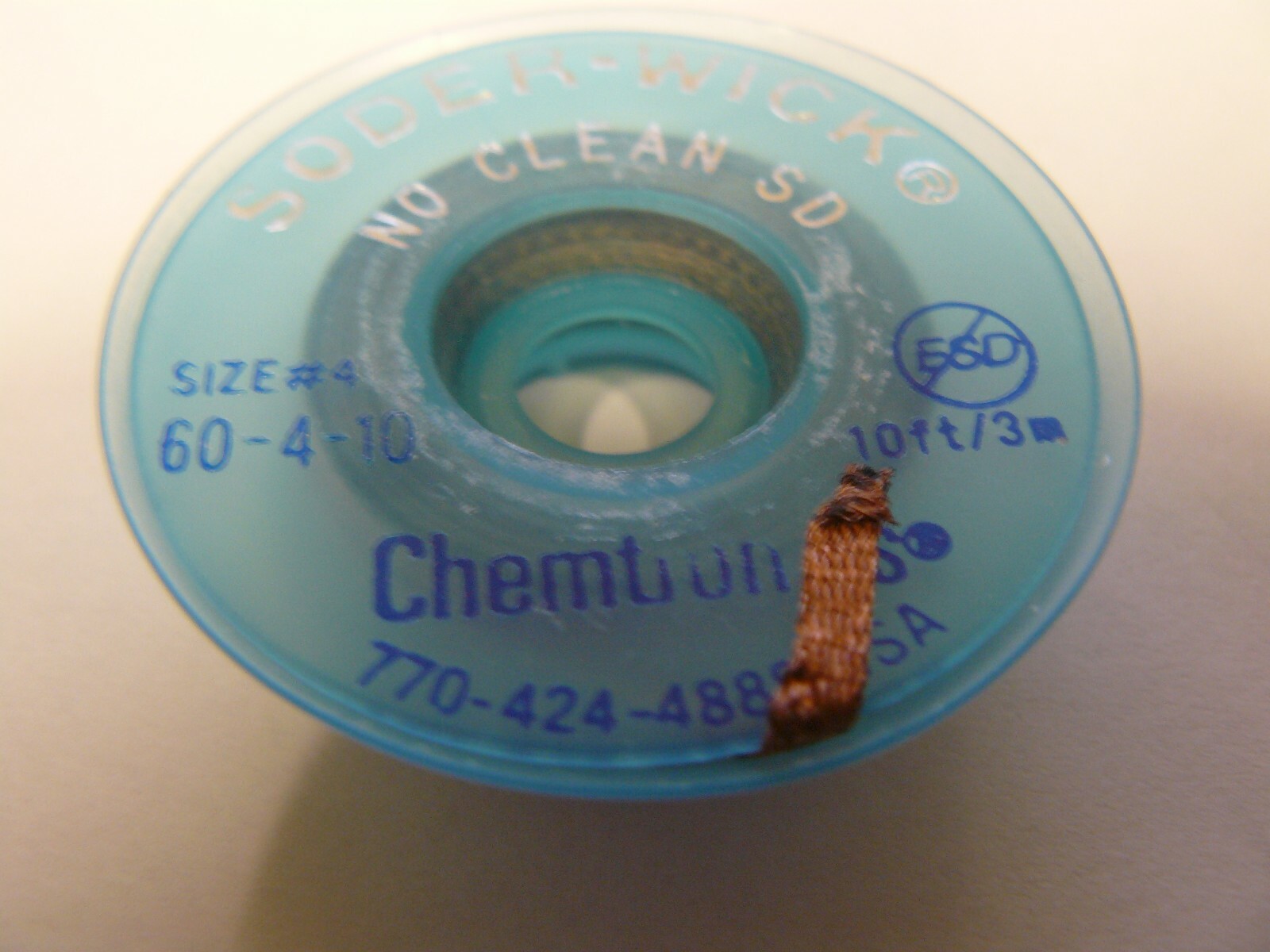 Chemtronics 60-4-10 soder wick desoldering braid size 4 no clean SD 10ft 3M new