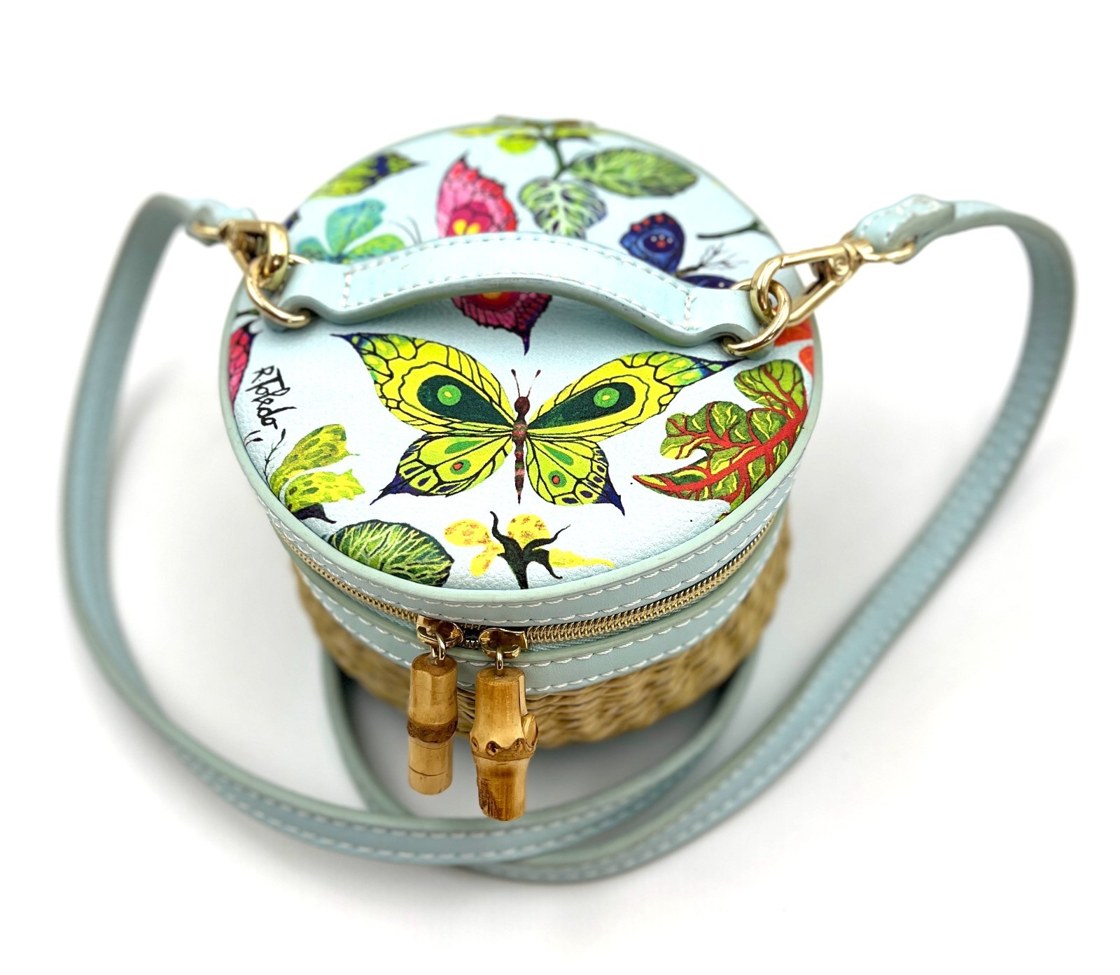 Estee Lauder Straw Pouch Cosmetic Zipper Makeup Bag Clutch with Strap ~ New