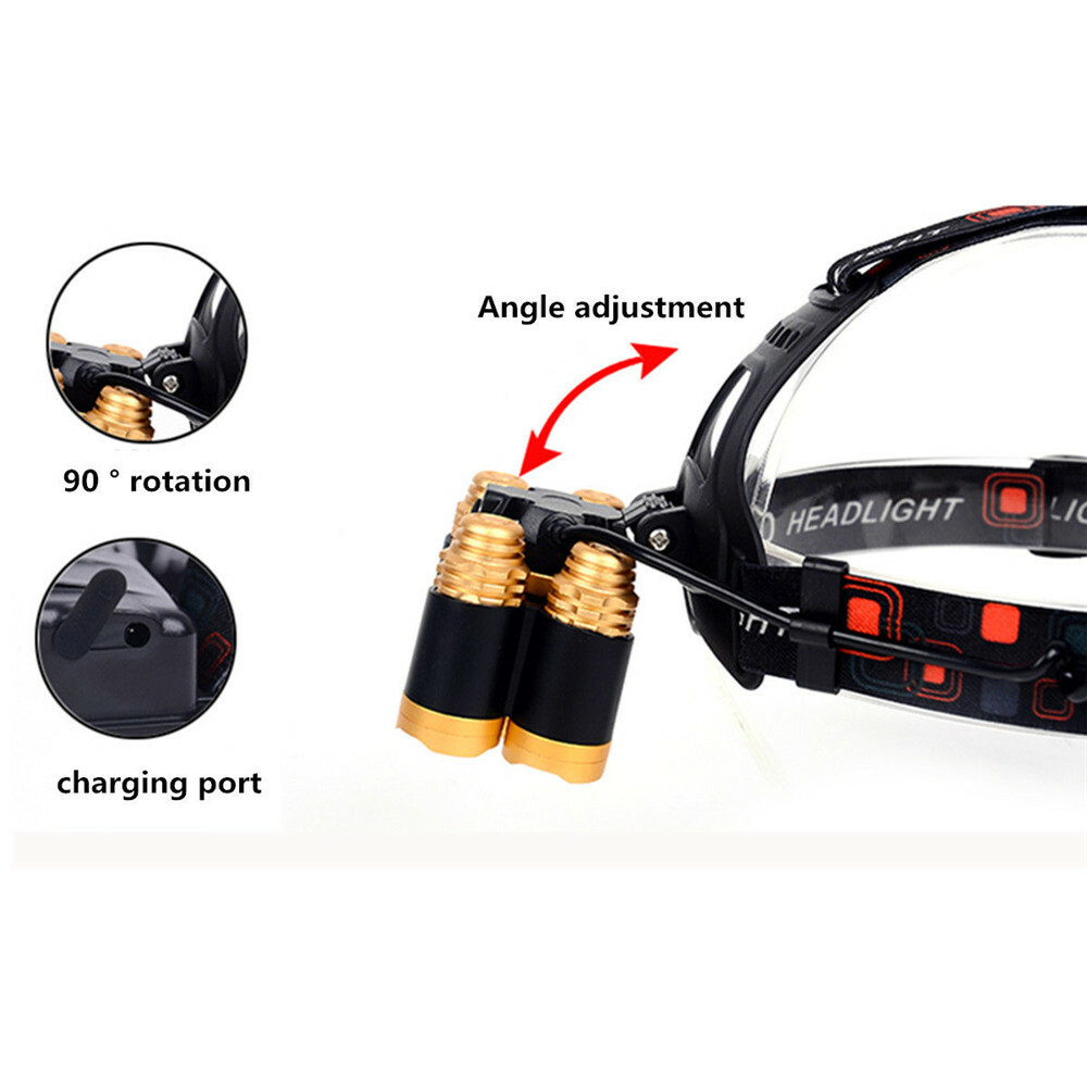 80000LM 5-LED Zoom LED Rechargeable 18650 Headlamp Head Light Torch Charger US