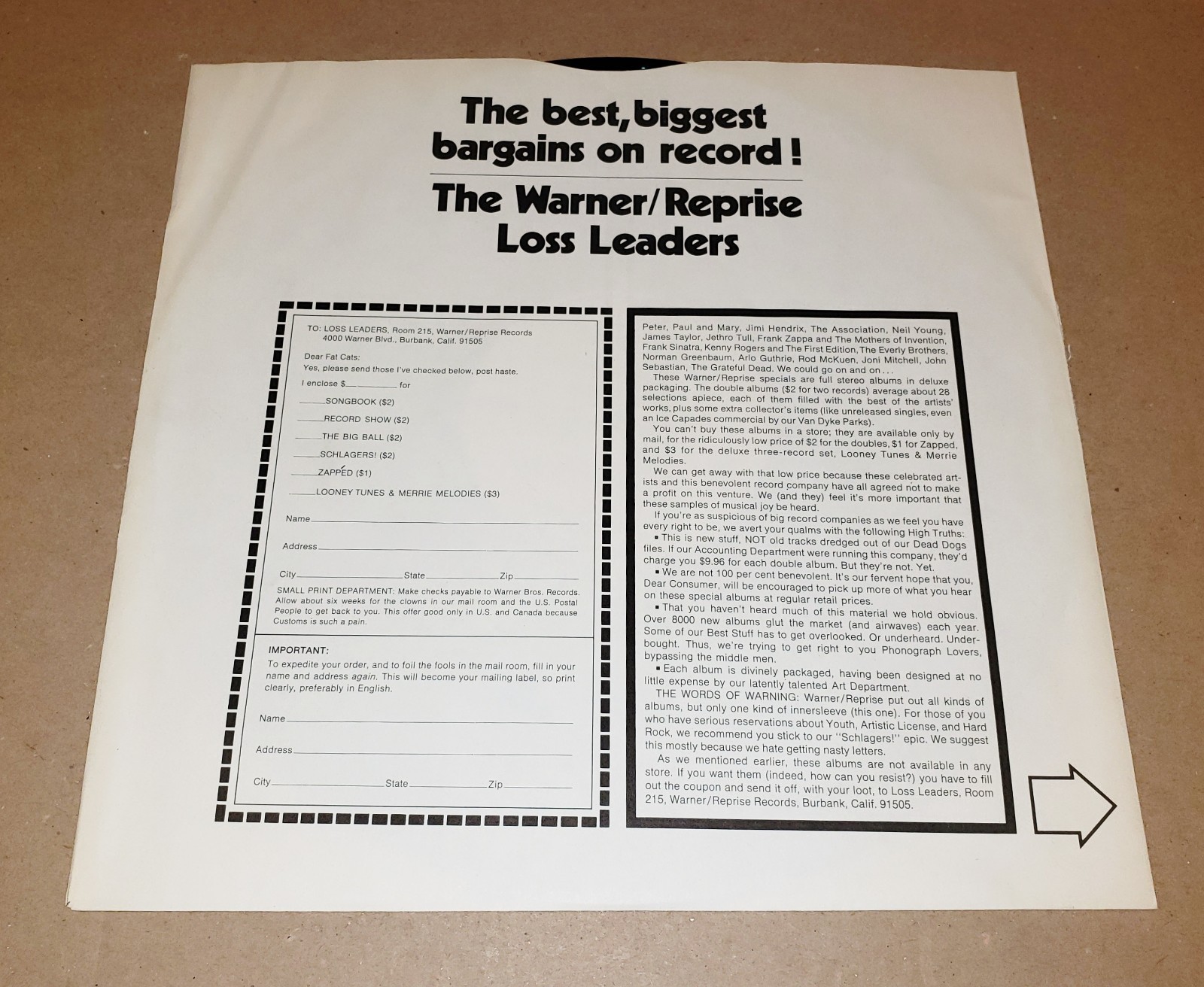 MEDICINE BALL CARAVAN RARE 1971 WHITE LABEL PROMO VINYL MINT-/MINT- ALICE COOPER