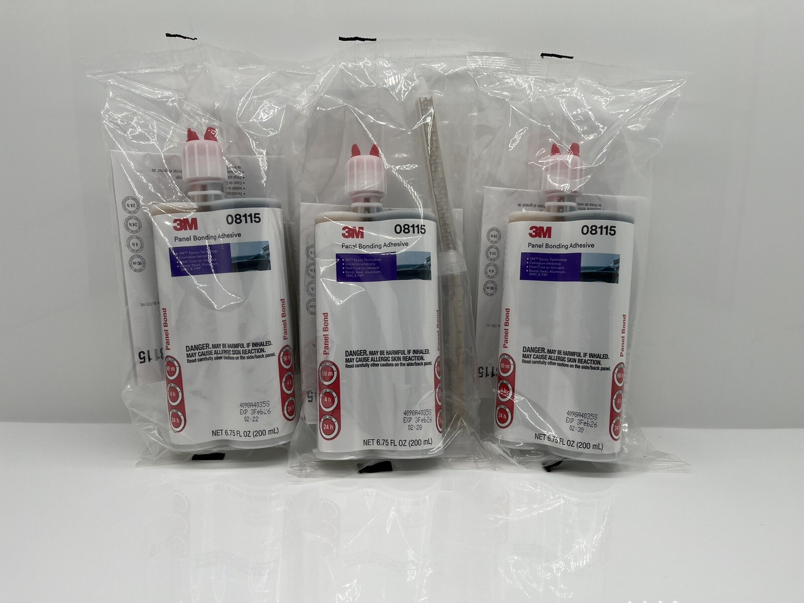 3M 08115 3-PACK 2-Part Panel Bonding 200 mL 8115 Dual Cart QTY 3 EXPIRES 2026