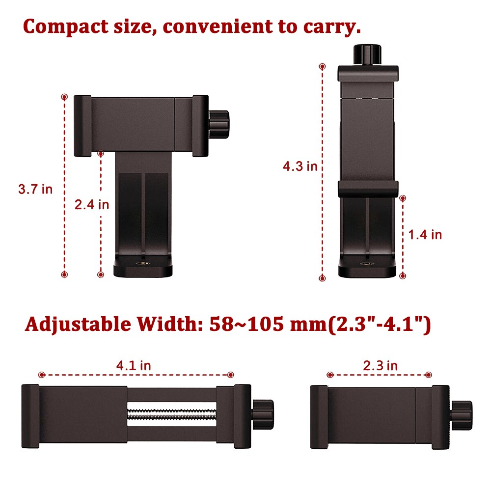 360° Phone Holder/Vertical and Horizontal Tripod Mount Adapter Rotatable Bracket