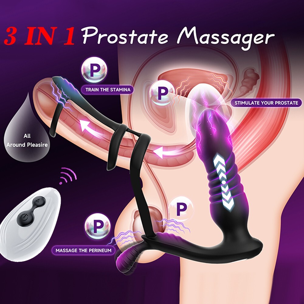 Male Prostate Massager Vibrator Thrusting Anal Butt Plug Dildo Sex Toys for Men