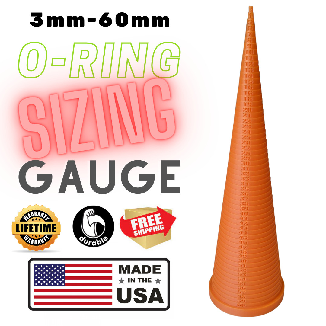 Orange O-Ring Gauge Sizing Cone Measuring Tool 3mm-60mm Chart Lifetime Warranty