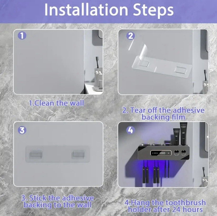 UV Light Sterilizer Toothbrush Holder Cleaner & Automatic Toothpaste Dispenser