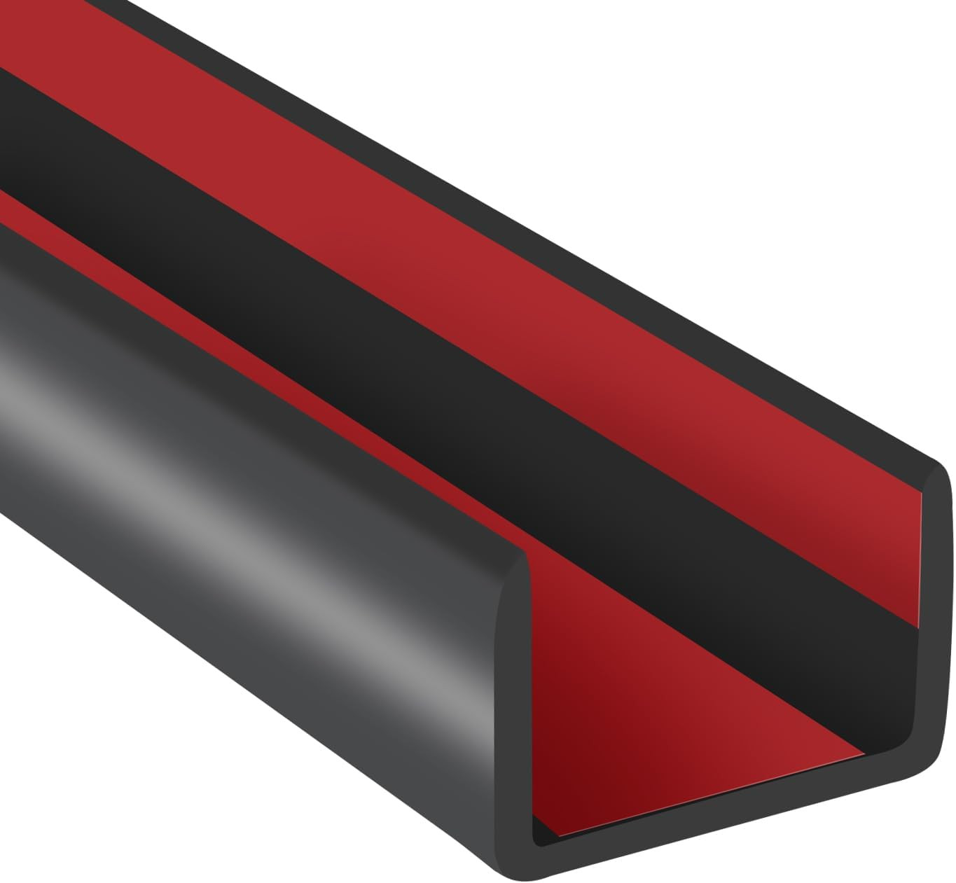 Rubber Edge Trim 3/4" Self Adhesive Flexible U Channel Edge Protector  Black 20'