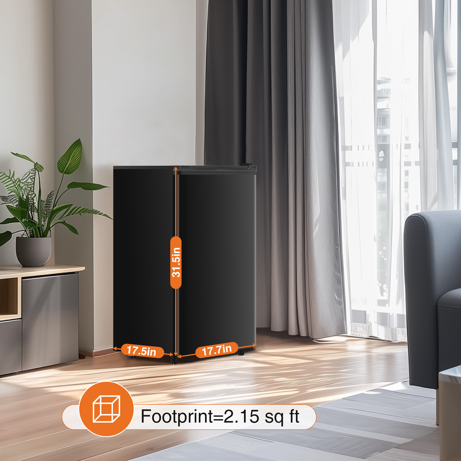 Mini Fridge with Freezer 3.2 Cu.Ft Refrigerator Low Noise Adjustable Thermostat