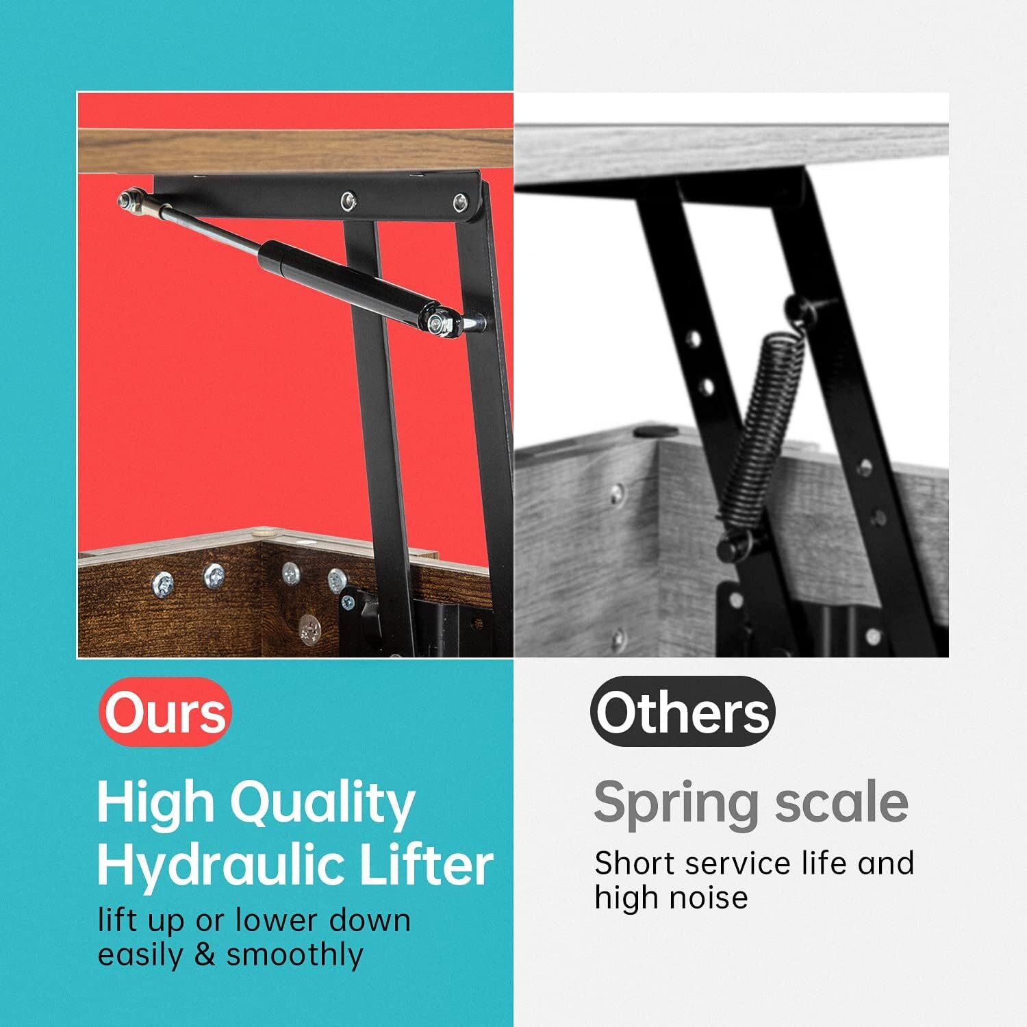 Lift-Top Coffee Table with Hidden Compartment & Storage Shelf for Living Room