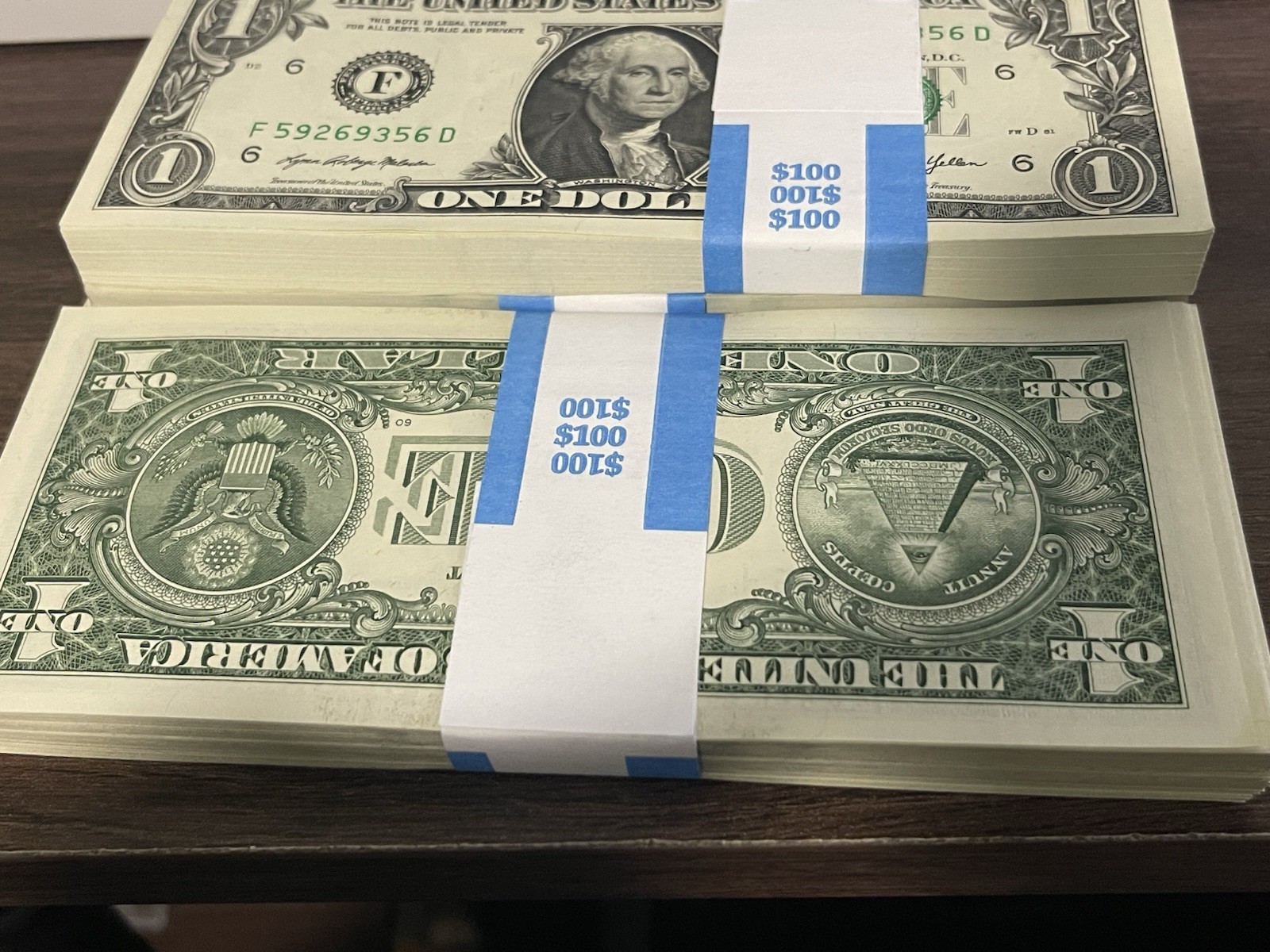 1 Pack ($100) Regular Circulated Bank Strap of One Dollar Bills U.S.