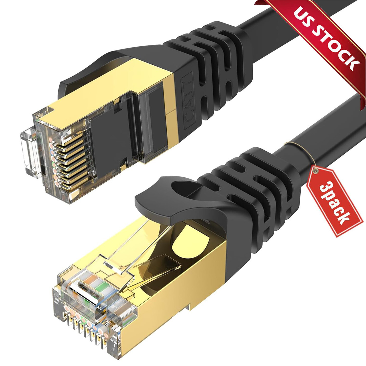 3Pack Cat 8 Ethernet RJ45 Cable Super Speed 40Gbps Patch LAN Network Gold Plated
