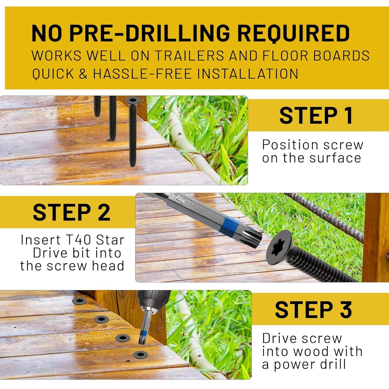 5/16-18 x 2-1/2” (300 Qty) Black Flat Head Trailer Deck Screws (BCP 1230)