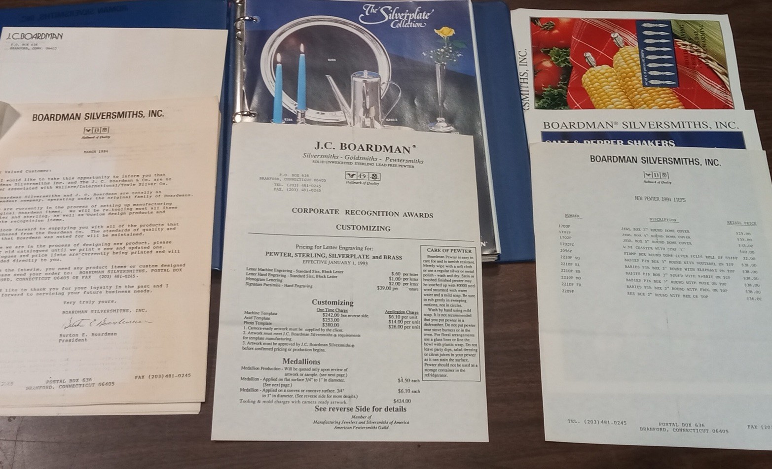 1979 J.C. Boardman Silver Pewter Dealer Catalog Binder Sterling Hollowware